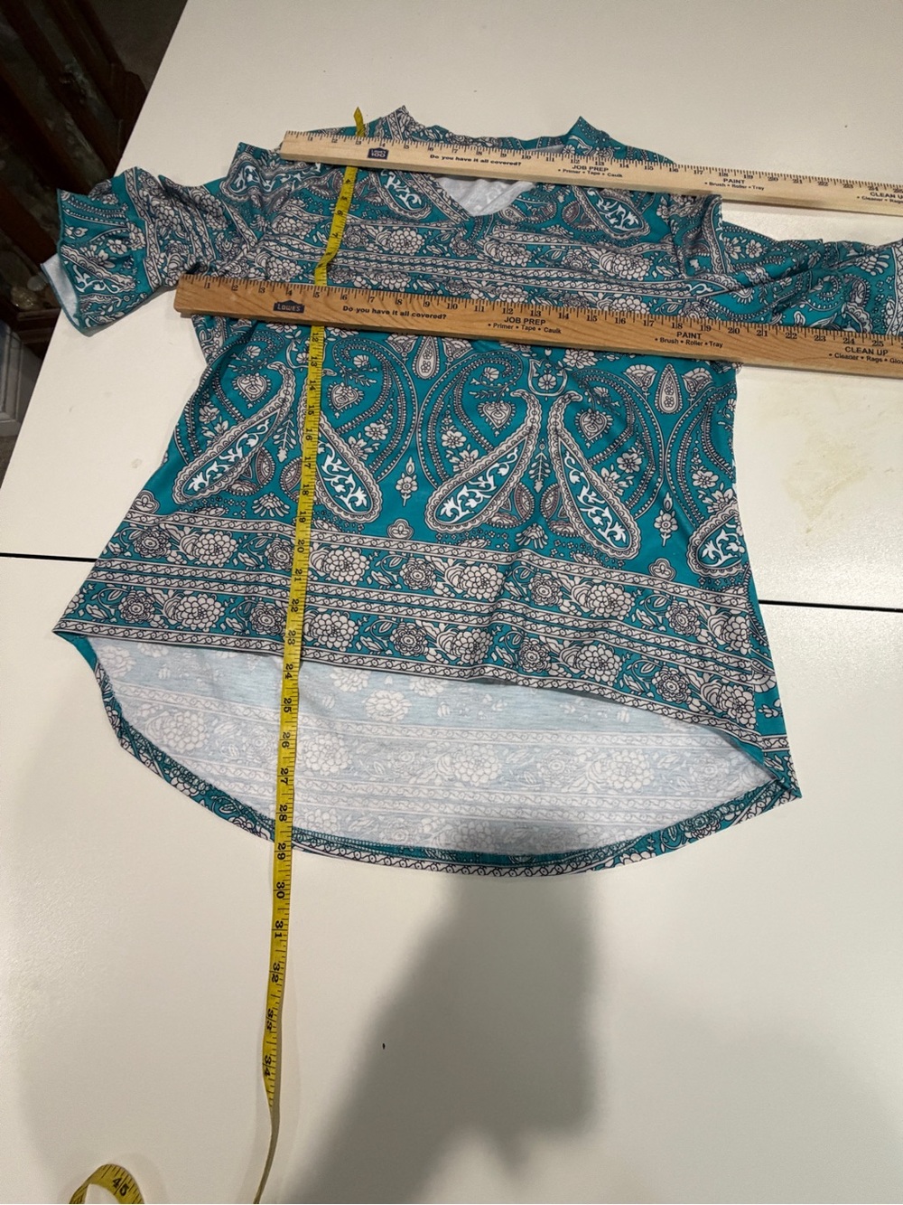 Amazon Teal Paisley Short Sleeve V-Neck Tunic